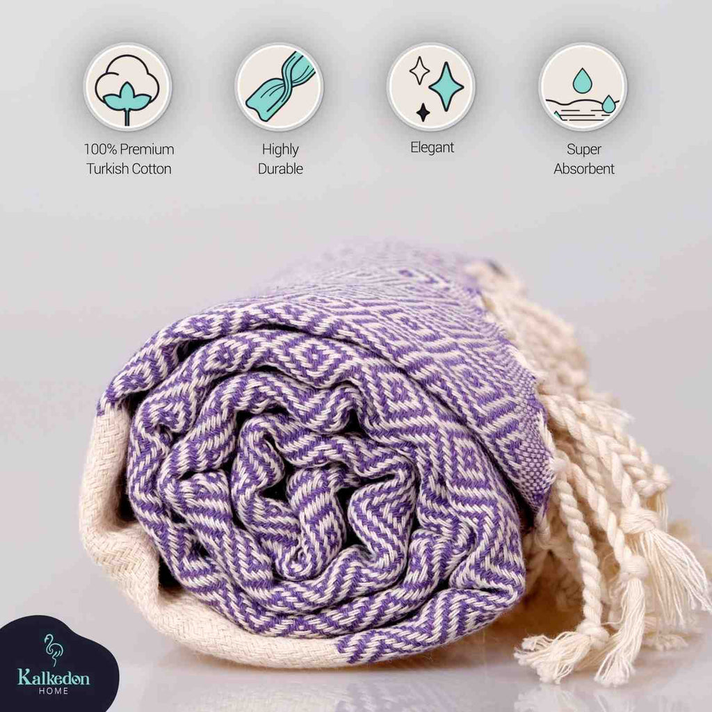 Diamond Turkish Cotton Beach Towel | Quick-Dry & Sand Resistant