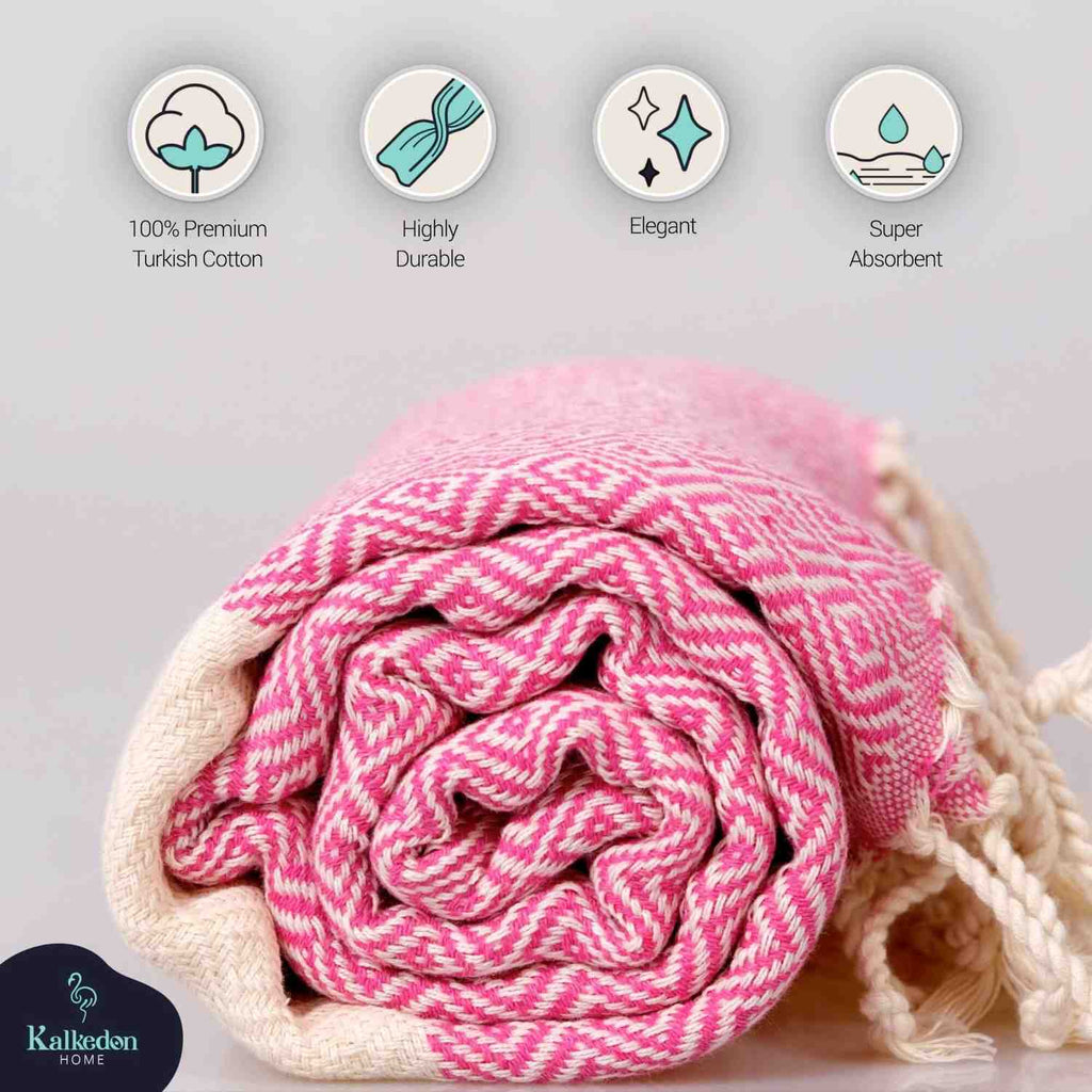 Diamond Turkish Cotton Beach Towel | Quick-Dry & Sand Resistant