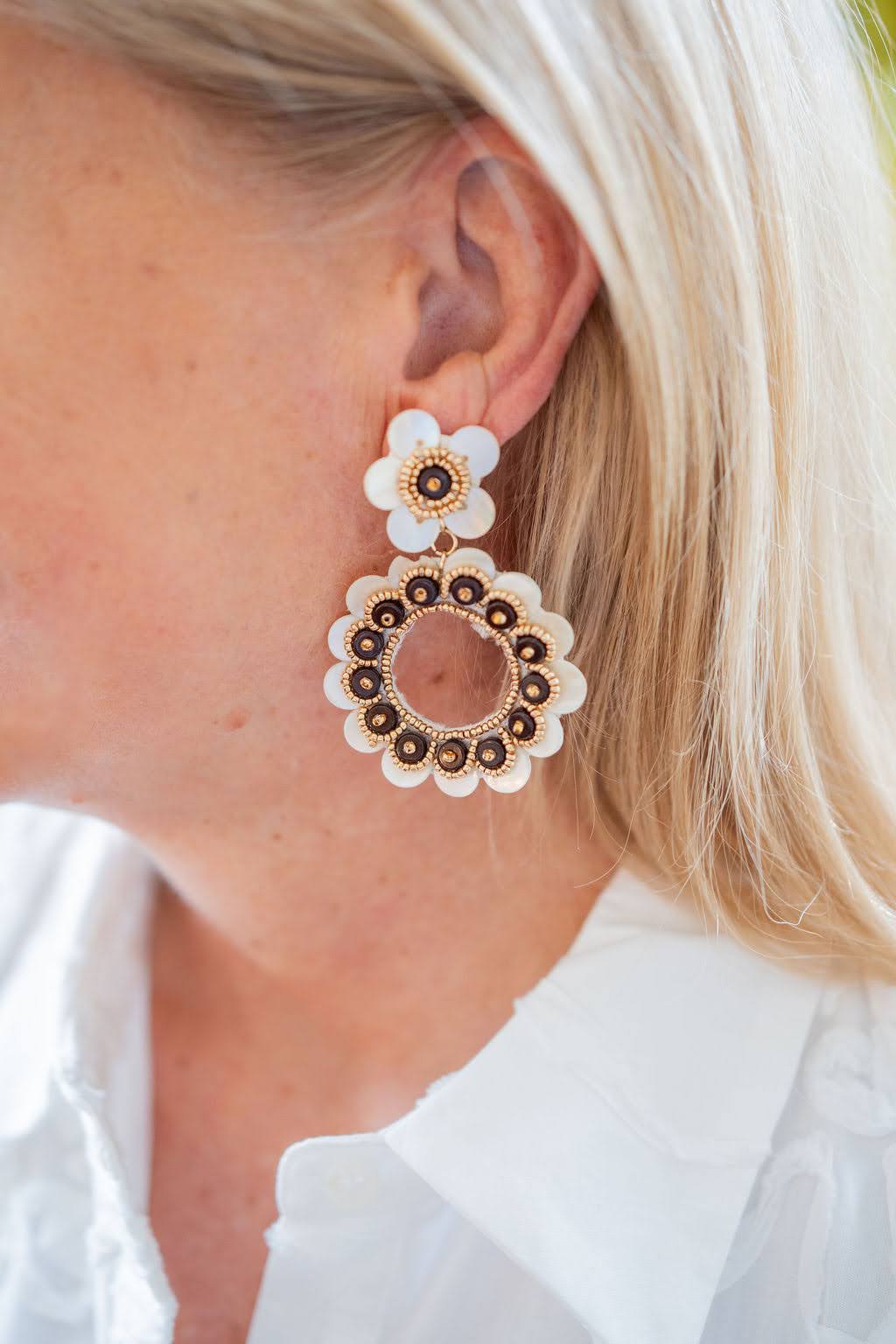 Kara Mother of Pearl Seashell Earrings