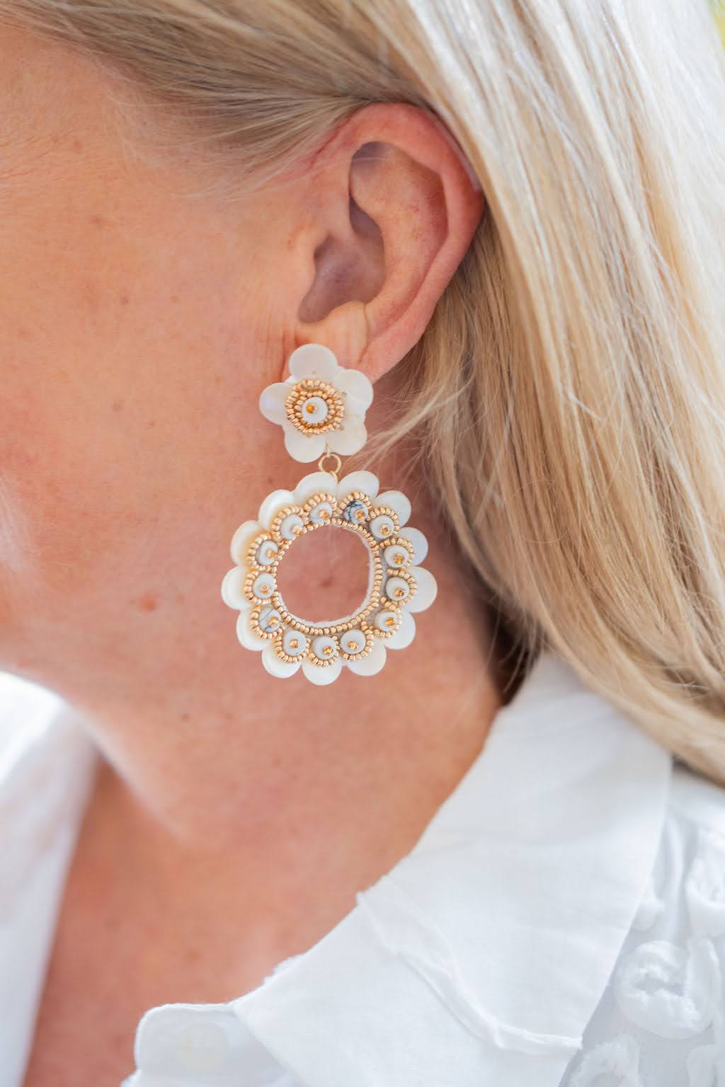 Kara Mother of Pearl Seashell Earrings