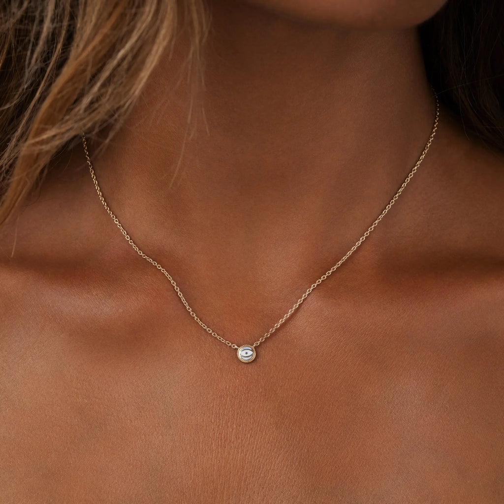 Moonstone Evil Eye Gold Necklace – Celestial Shield