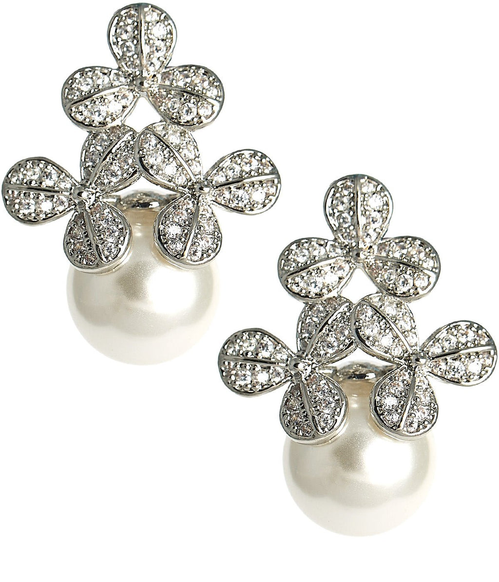 Kennedy 18K Gold Plated Rhinestone & Pearl Earrings