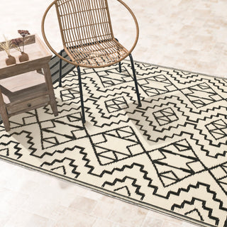 Kilimanjaro Black Boho Reversible Outdoor Patio Rug