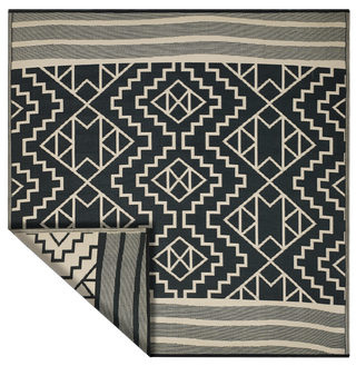Kilimanjaro Black Boho Reversible Outdoor Patio Rug