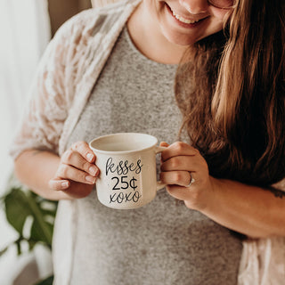 Kisses 25 Cents Ceramic Mug – Vintage Campfire Style Coffee Mug