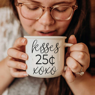 Kisses 25 Cents Ceramic Mug – Vintage Campfire Style Coffee Mug