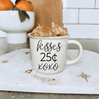 Kisses 25 Cents Ceramic Mug – Vintage Campfire Style Coffee Mug