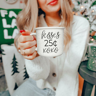Kisses 25 Cents Ceramic Mug – Vintage Campfire Style Coffee Mug
