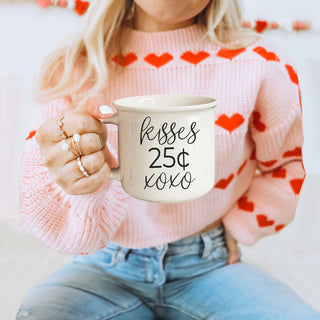 Kisses 25 Cents Ceramic Mug – Vintage Campfire Style Coffee Mug