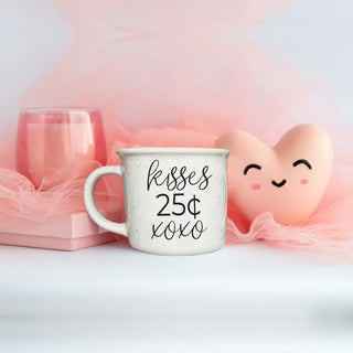 Kisses 25 Cents Ceramic Mug – Vintage Campfire Style Coffee Mug
