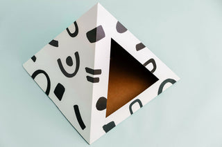 Doodle Cardboard Cat Pyramid | Playful Eco-Friendly Cat Hideaway
