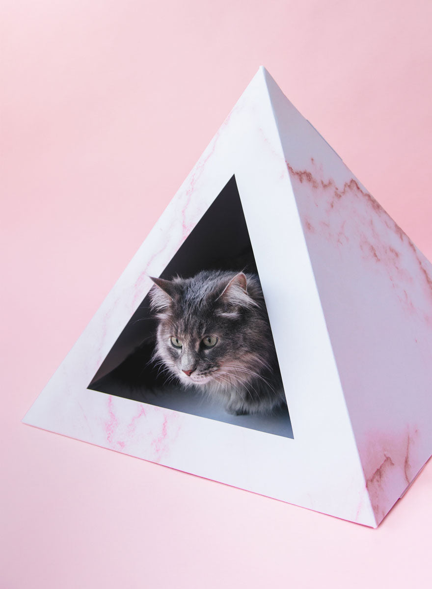 Rose Quartz Cardboard Cat Pyramid | Stylish Eco-Friendly Cat Hideaway