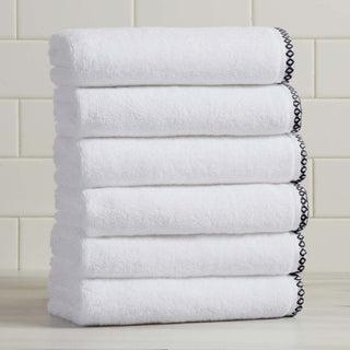 Elegant Cotton Border-Stitched Towel Set – Valery Collection (6-Piece)