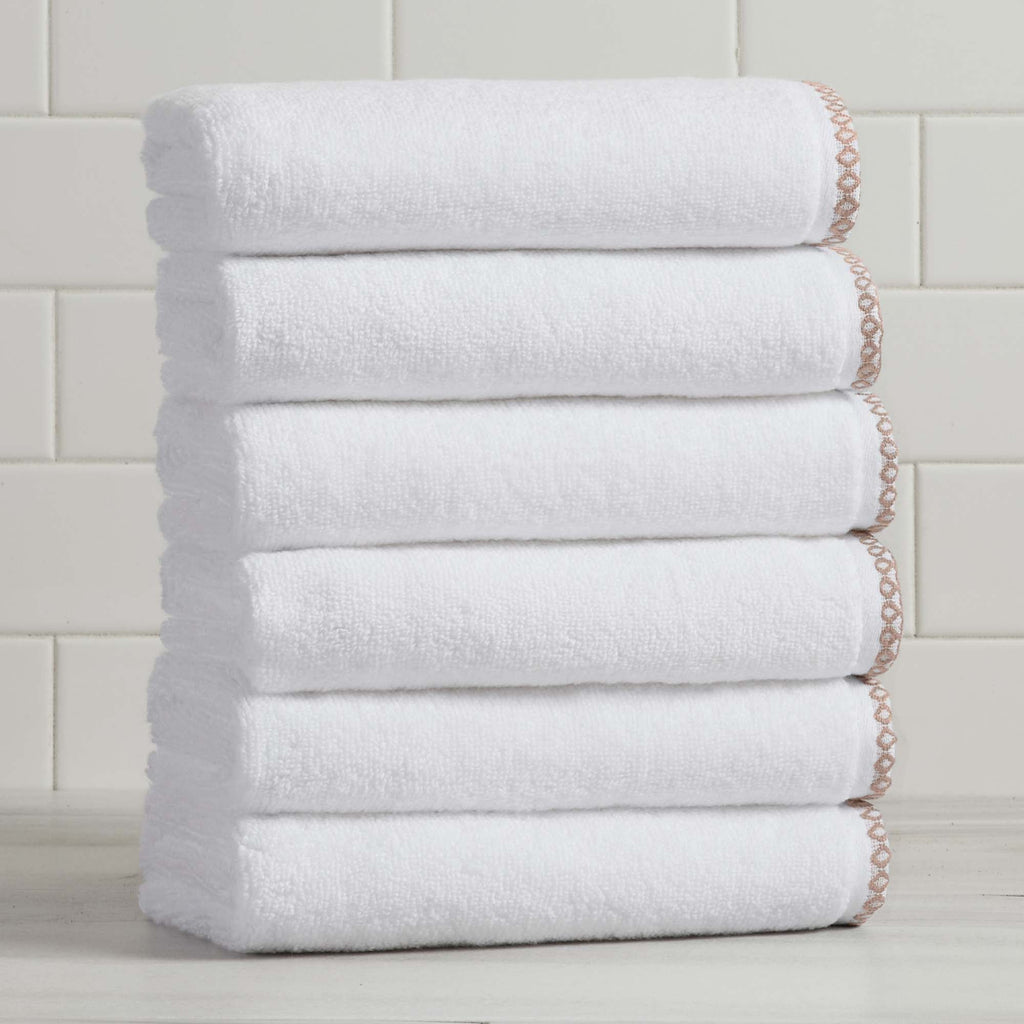 Elegant Cotton Border-Stitched Towel Set – Valery Collection (6-Piece)