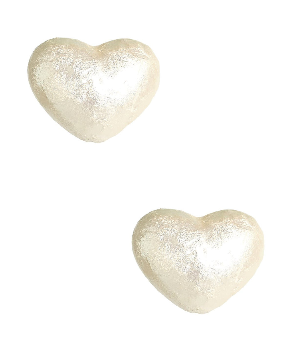 Lainey 18K Gold Plated Cotton Pearl Heart Studs