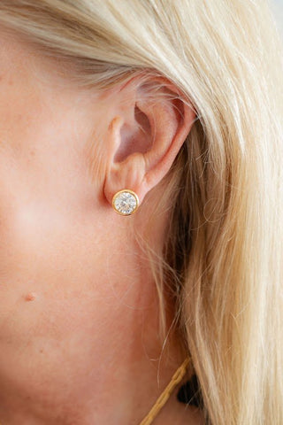 Large Bezel Stud - 18k Gold Plated
