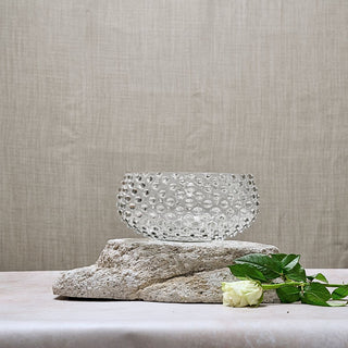 Hobnail Glass Bowl in Clear Quartz – Large