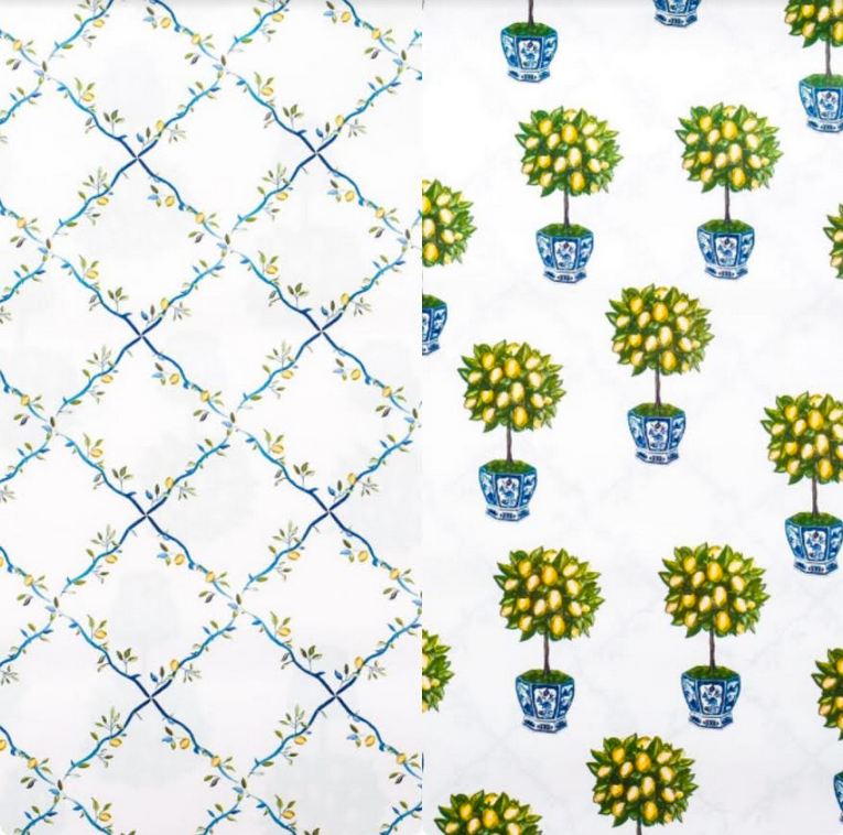 Reversible Lemon Topiary with Trellis Gift Wrap | Elegant Double-Sided Wrap