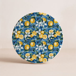 Mediterranean Lemon Ceramic Coasters – Blue Tile & Citrus Designs (4