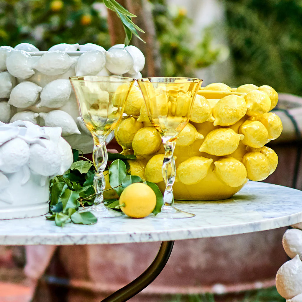 Ceramic Lemon Planter, Yellow/White
