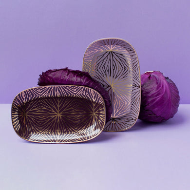 Lily Pad Plum & Gold Catchall Tray – 24K Gold Accent in Limited Edition - Anara Lifestyle