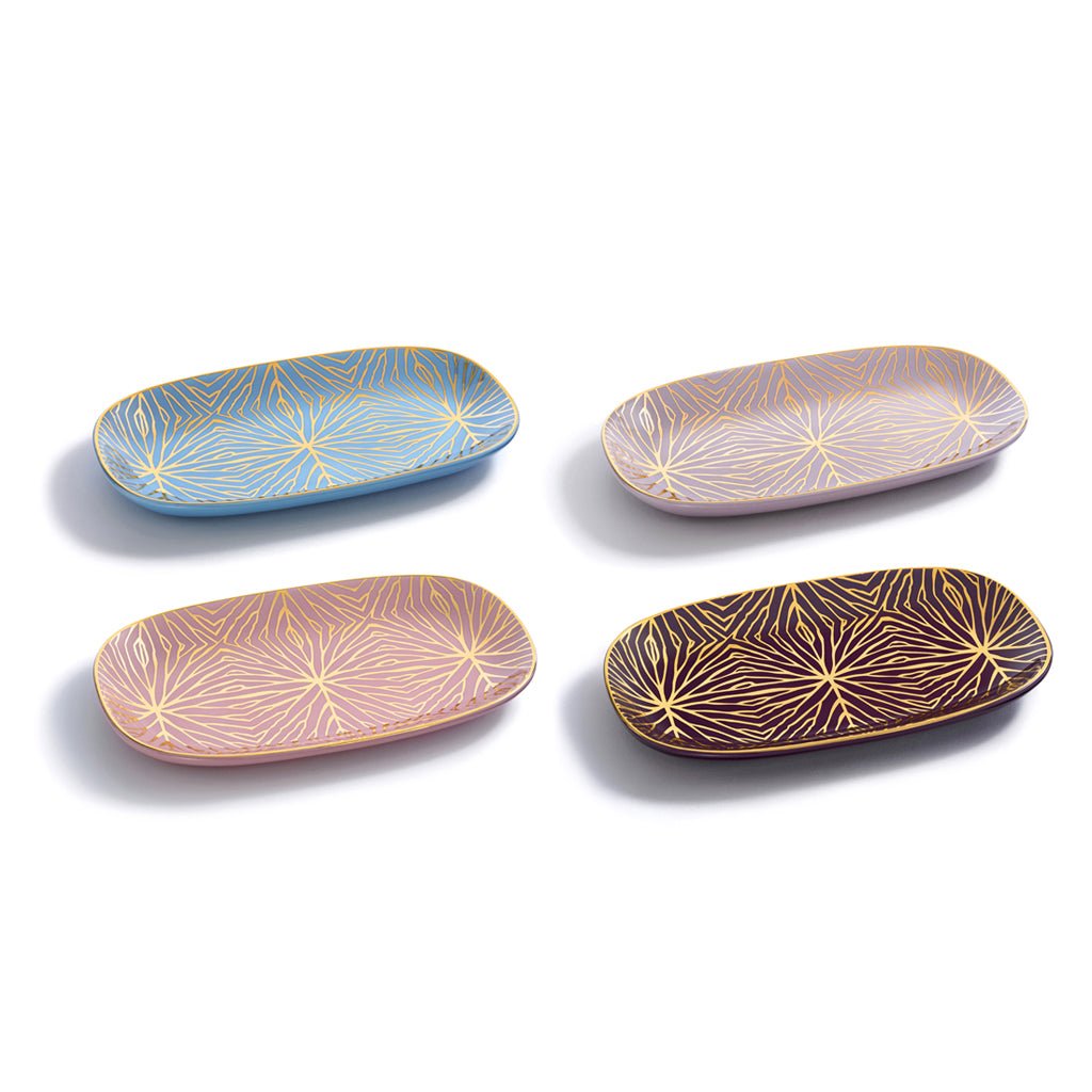 Lily Pad Plum & Gold Catchall Tray – 24K Gold Accent in Limited Edition - Anara Lifestyle