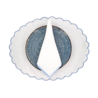 Linen Napkins With Blue Stitch Edges, Set of 4