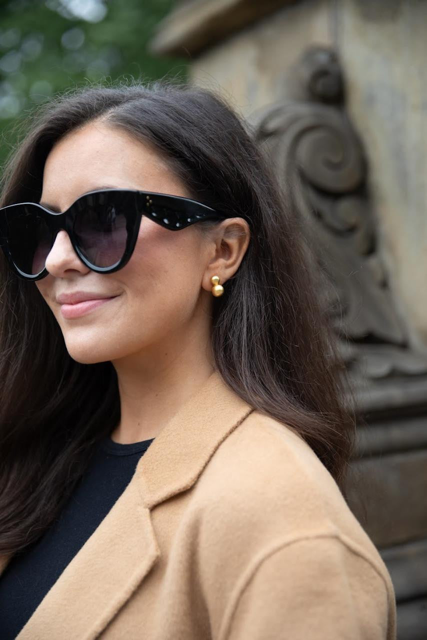 Audrey Brushed Gold Ball Earrings