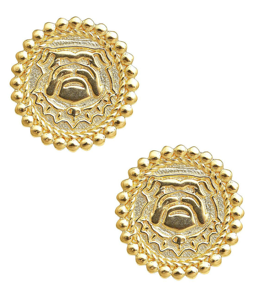 Bulldog Coin Stud - Gold Earring