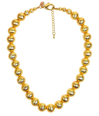 Diana Single Strand Beaded Large Necklace - 14mm - Brushed Gold
