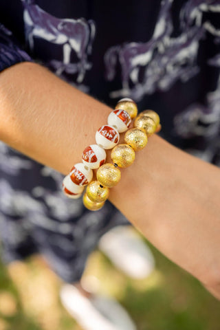 Georgia Ceramic and Gold Beaded Football Bracelet