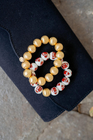 Georgia Ceramic and Gold Beaded Football Bracelet