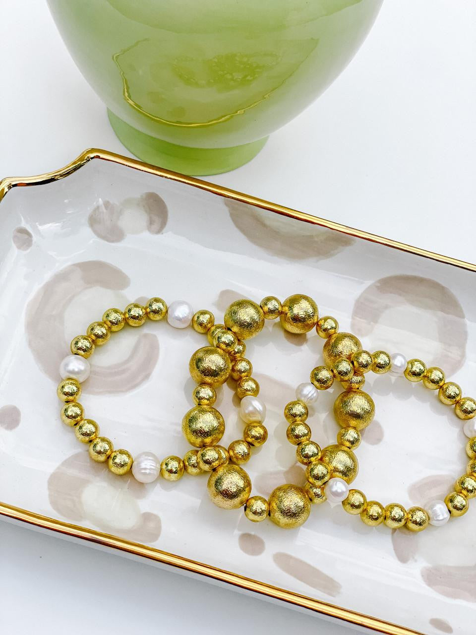 Georgia - Gold & Freshwater Pearl Beaded Bracelet