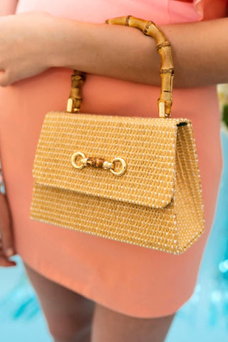 Straw Lulu Bag with Bamboo Handle