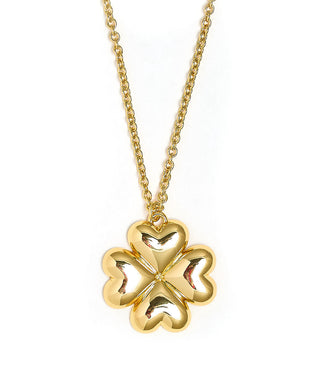 Puffy Shamrock Necklace with gold chain - 18k Plated Necklace