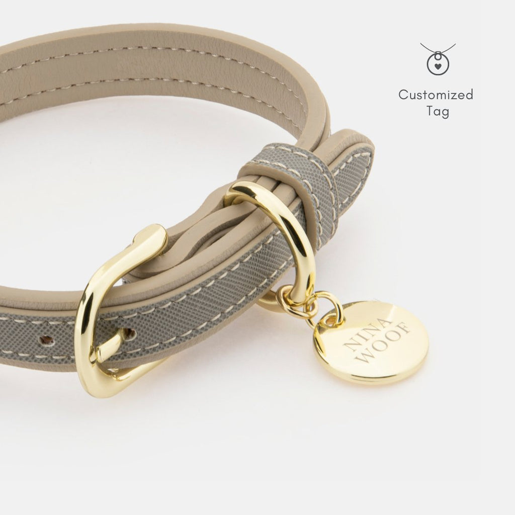 London Vegan Leather Dog Collar | Elegant Saffiano Design for Pets