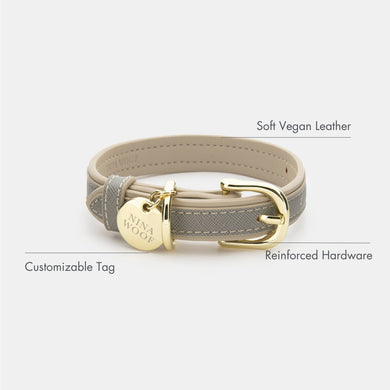 London Vegan Leather Dog Collar | Elegant Saffiano Design for Pets