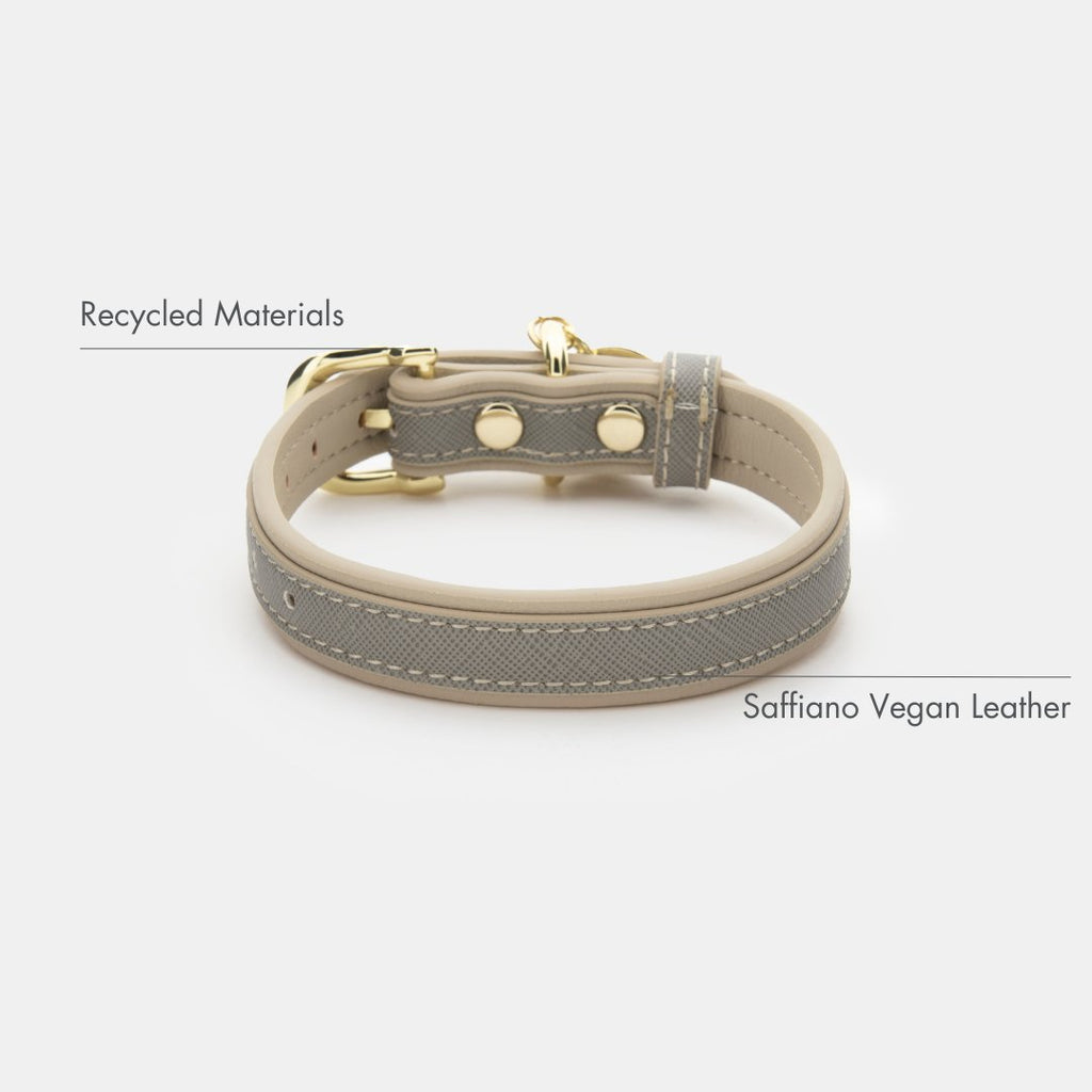 London Vegan Leather Dog Collar | Elegant Saffiano Design for Pets