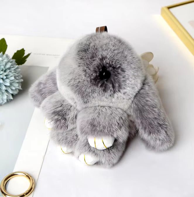 Lulu Bunny Rex Fur Key Chains with Vintage Bunny Tin Cases & Car Freshener - Anara Lifestyle