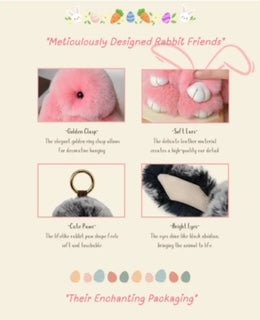 Lulu Bunny Rex Fur Key Chains with Vintage Bunny Tin Cases & Car Freshener - Anara Lifestyle
