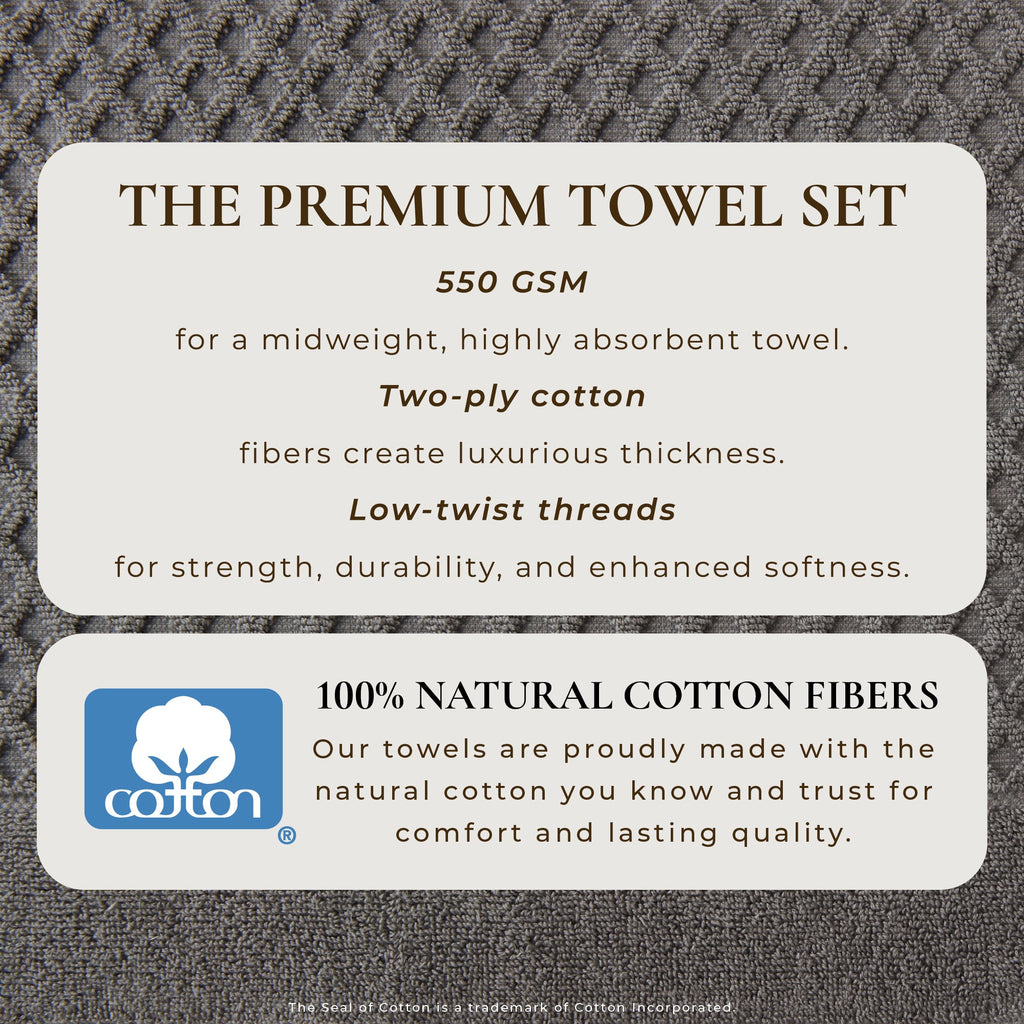 Grayson Cotton Diamond Waffle Weave Bath Towel Set
