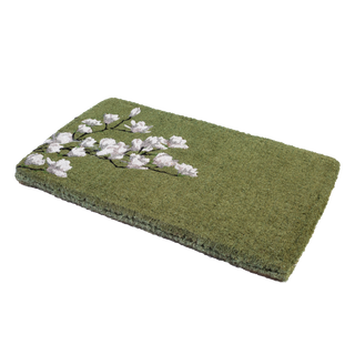 Magnolia Branch Green Floral Coir Doormat