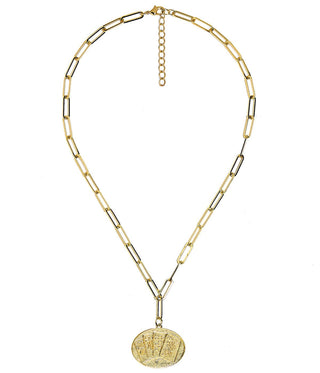 Mahjong Charm Tile Necklace- Paper Clip chain - 18k Gold Plated