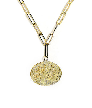 Mahjong Charm Tile Necklace- Paper Clip chain - 18k Gold Plated