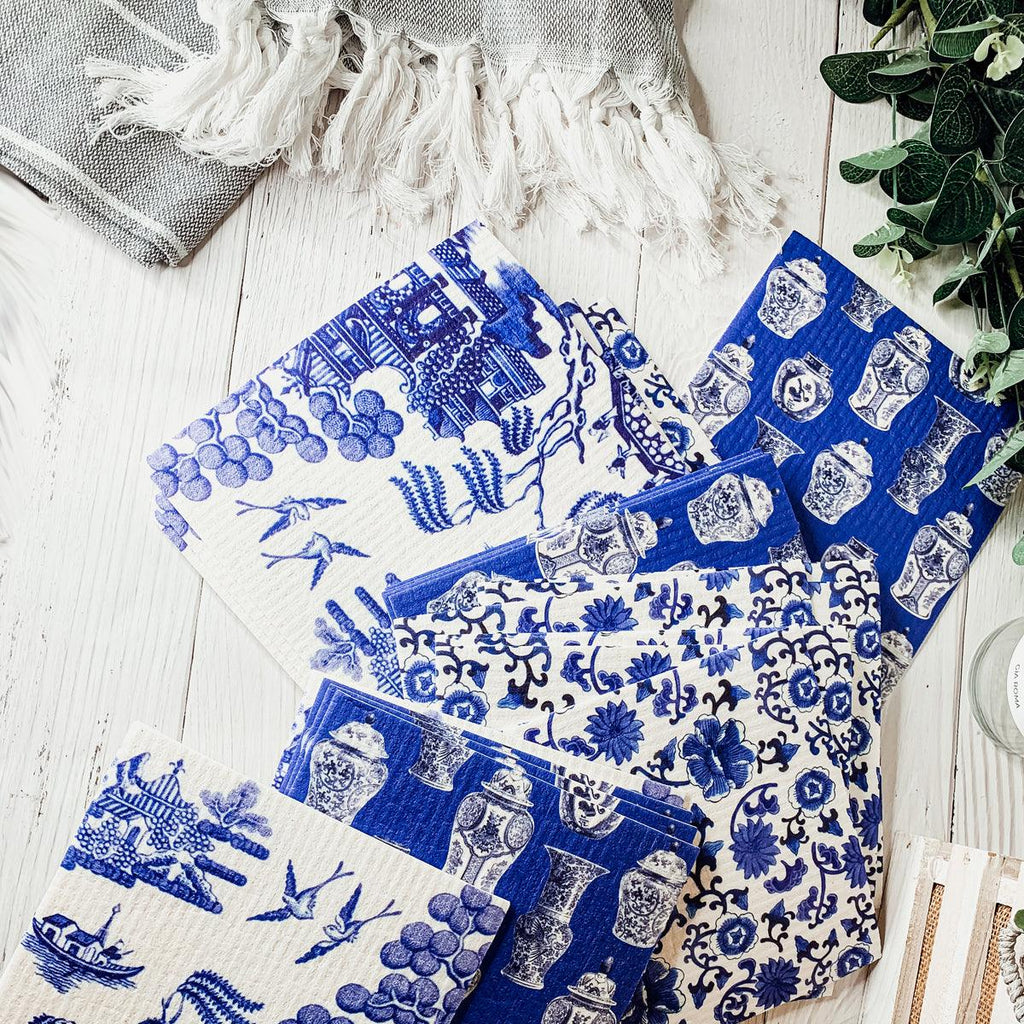 Chinoiserie Biodegradable Kitchen Cloth – Eco-Friendly Multipurpose Cleaning Cloth