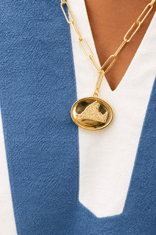 18K Gold Plated Beach Tag Charm Necklace