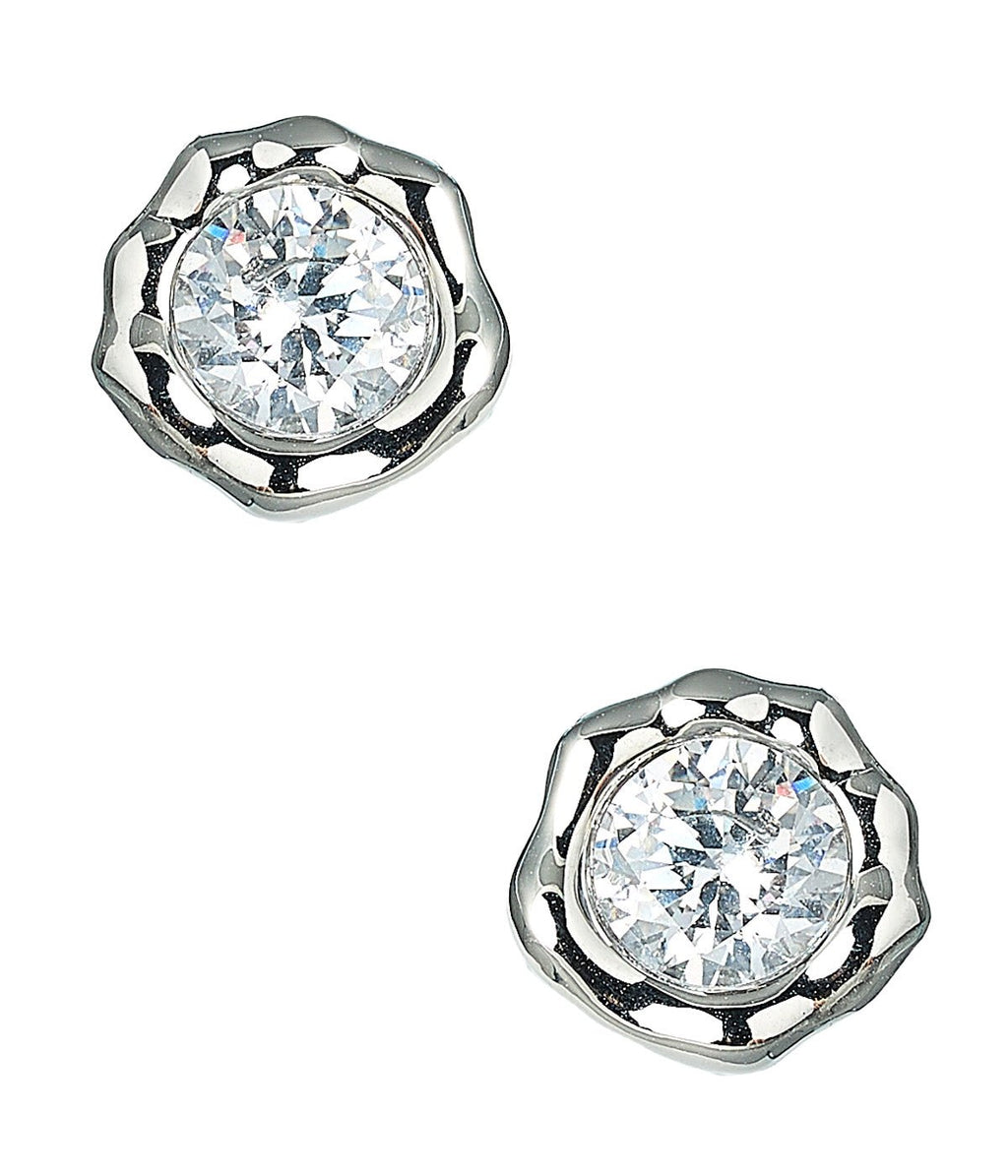 Margot 18K Gold Plated Textured Bezel Stud Earrings