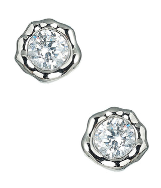 Margot 18K Gold Plated Textured Bezel Stud Earrings