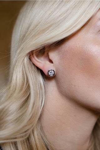 Margot 18K Gold Plated Textured Bezel Stud Earrings