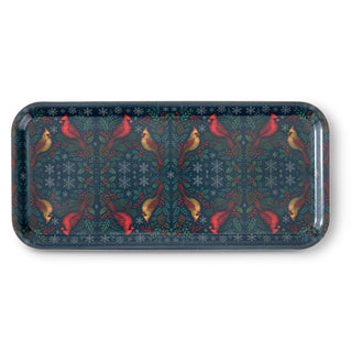 Cardinal Couple Narrow Birchwood Small Decorative Tray